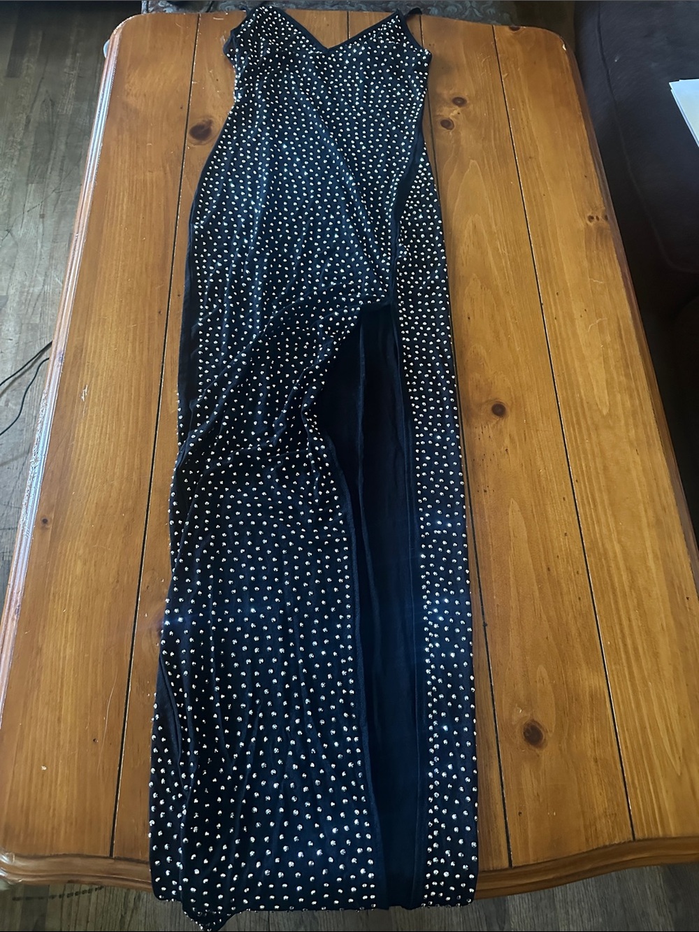 Fashion Nova Black sheer Maxi Dress with rhinestones